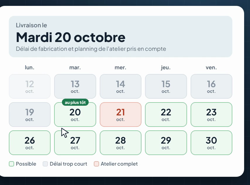 cockpit-calendrier-livraison Calendrier de livraison Cockpit : le praticien ne voit que les dates tenables